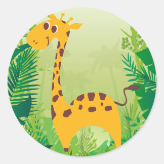 Pegatina Redonda Cute Giraffe