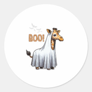 Pegatina Redonda Cute Giraffe Boo Halloween Costume Zoo Lover