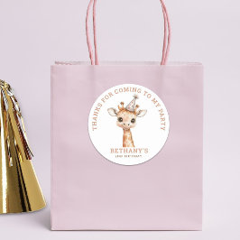 Pegatina Redonda Cute Giraffe Niños Cumpleaños Fiesta Gracias