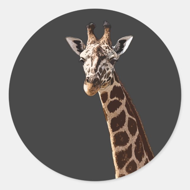 Pegatina Redonda Cute Giraffe Te Está Mirando! (Anverso)