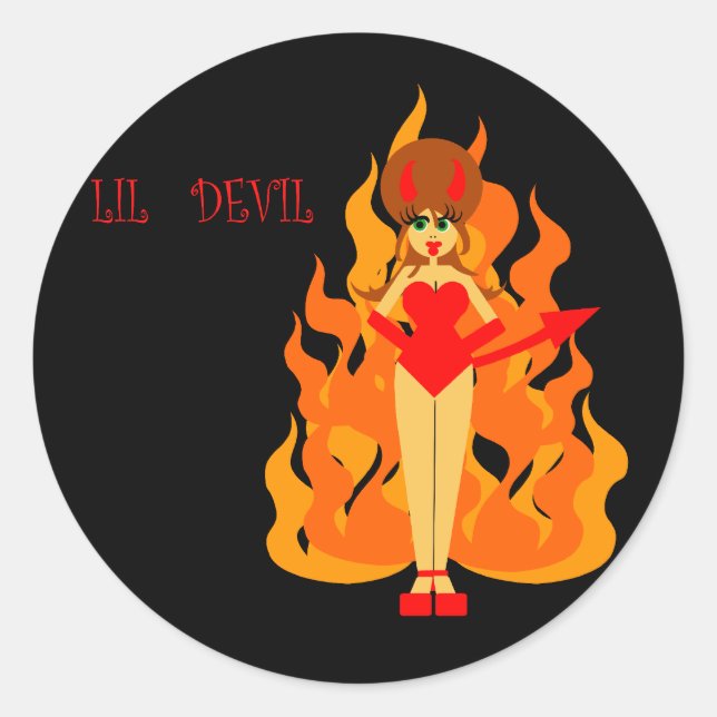 Pegatina Redonda Cute Girly Devil Image (Anverso)