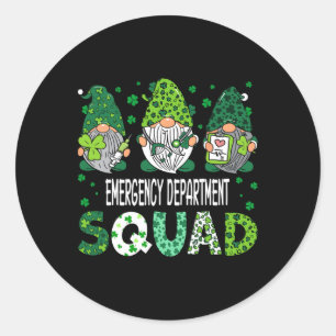 Pegatina Redonda Cute Gnomes Departamento de Emergencia Squad Funny
