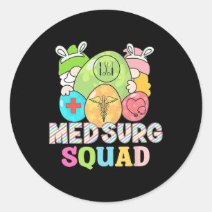 Pegatina Redonda Cute Gnomes Med Surg Squad Nurs Easter Day Med-su
