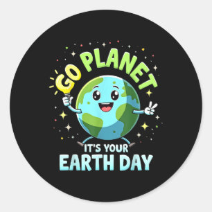 Pegatina Redonda Cute Go Planet es tu Tierra Día del Profesor 2025