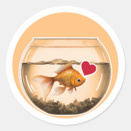 Pegatina Redonda Cute Goldfish