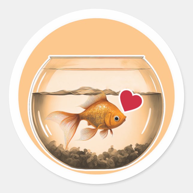 Pegatina Redonda Cute Goldfish (Anverso)