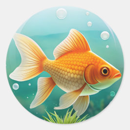 Pegatina Redonda Cute Goldfish Lover Gift