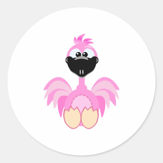 Pegatina Redonda Cute Goofkins flamingo (Anverso)