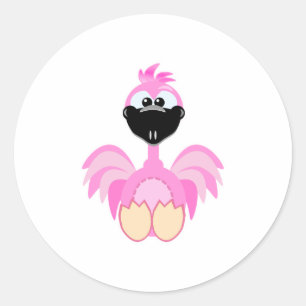 Pegatina Redonda Cute Goofkins flamingo