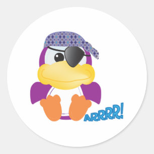 Pegatina Redonda Cute Goofkins pato pirata morado