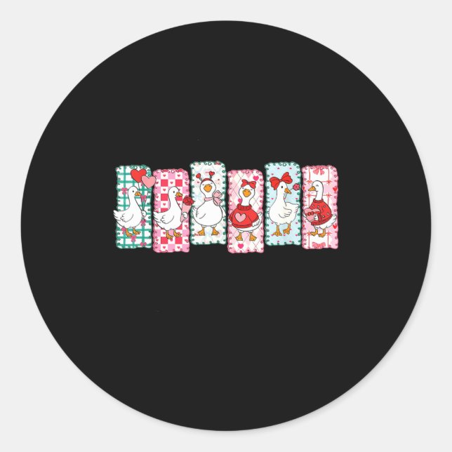 Pegatina Redonda Cute Goose Valentine Coquette,duck Funny Gift Tee  (Anverso)