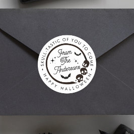 Pegatina Redonda Cute gracioso Feliz Halloween Skeletats