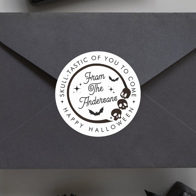 Pegatina Redonda Cute gracioso Feliz Halloween Skeletats (Subido por el creador)