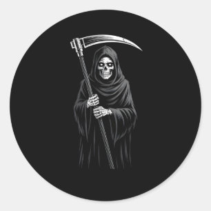 Pegatina Redonda Cute Grim Reaper espantado Grave Candy Digger Mons