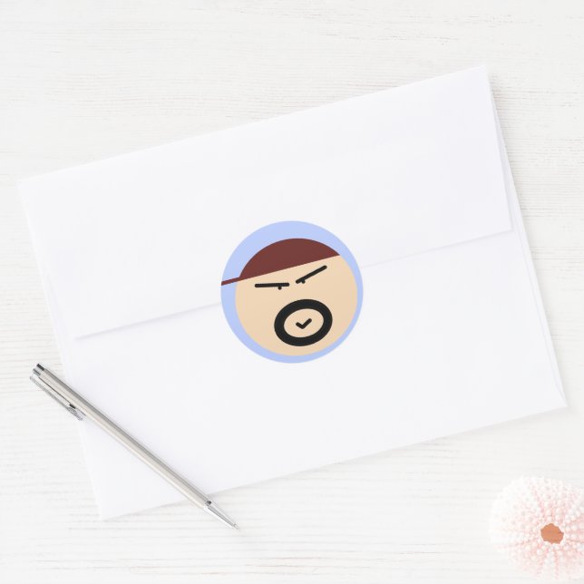 Pegatina Redonda Cute Grumpy Man Circle Sticker (Sobre)