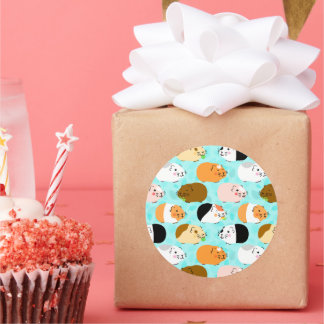 Pegatina Redonda Cute Guinea Pig Pattern