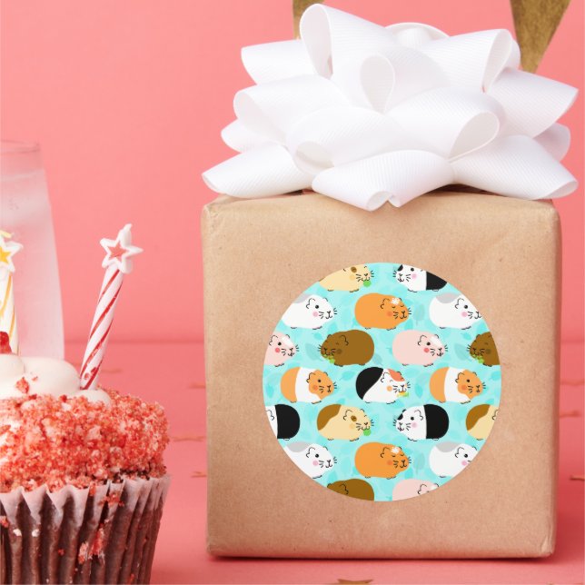 Pegatina Redonda Cute Guinea Pig Pattern (Fiesta)