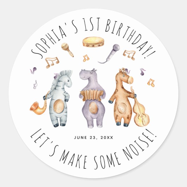 Pegatina Redonda Cute Hagamos Que Algunos Animales Africanos Estén  (Anverso)