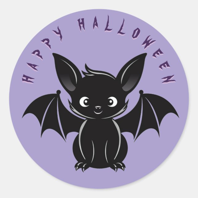 Pegatina Redonda Cute Halloween Bat (Anverso)