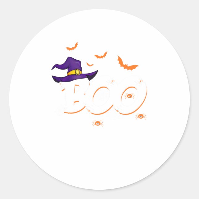 Pegatina Redonda Cute Halloween Boo Gift Gorra Spider Tri (Anverso)
