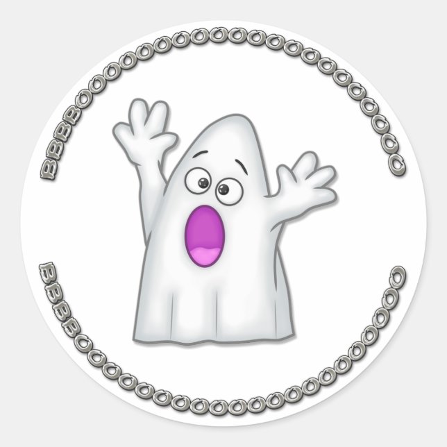 Pegatina Redonda Cute Halloween Ghost Boo (Anverso)