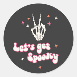 Pegatina Redonda Cute Halloween Groovy Skeleton