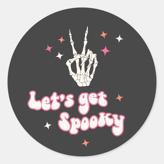 Pegatina Redonda Cute Halloween Groovy Skeleton (Anverso)