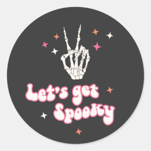 Pegatina Redonda Cute Halloween Groovy Skeleton