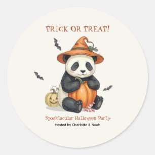 Pegatina Redonda Cute Halloween Panda Pumpkin Round Sticker