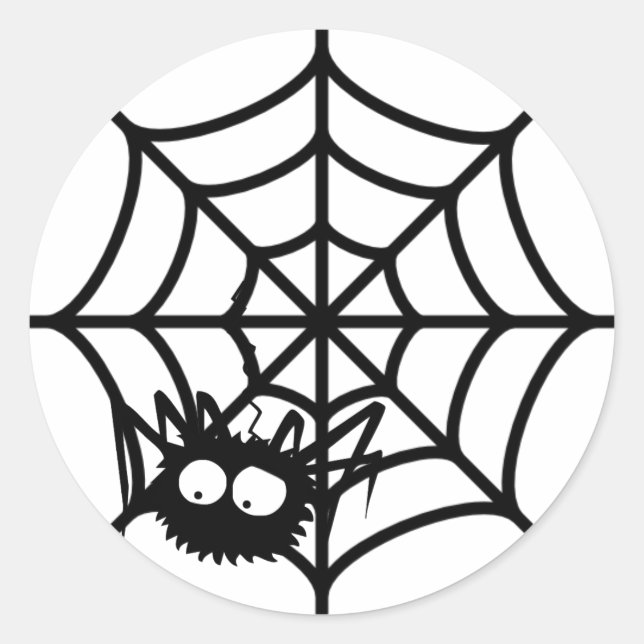 Pegatina Redonda Cute Halloween Spider Web (Anverso)