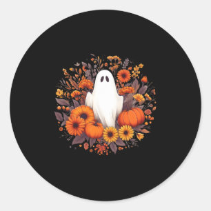Pegatina Redonda Cute Halloween Spooky Ghost Fall Pumpkin Otoño Fl
