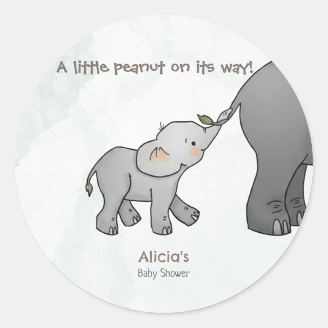Pegatina Redonda  Cute Hand Drawn Elephant Little Peanut on its way (Anverso)