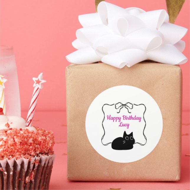 Pegatina Redonda Cute Happy Birthday (Fiesta)