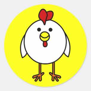 Pegatina Redonda Cute Happy Chicken