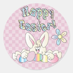 Pegatina Redonda Cute Happy Easter Bunny Design