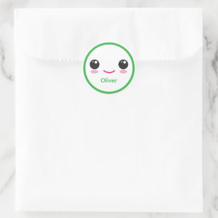 Pegatina Redonda Cute Happy Kawaii Sonrisa Sticker Personalizable V