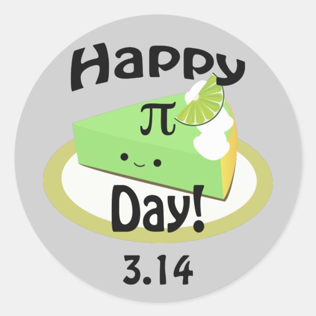 Pegatina Redonda Cute Happy Pi Day (Anverso)