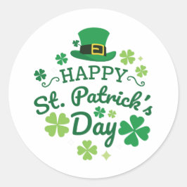 Pegatina Redonda Cute Happy St. Patrick's Day Lucky Celebrar la imp