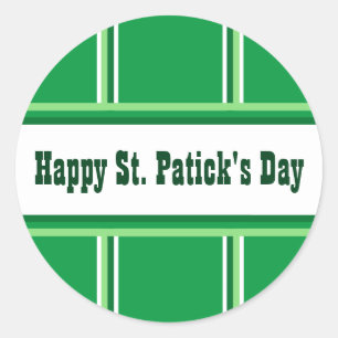 Pegatina Redonda Cute Happy St. Patrick's Day Striped Green