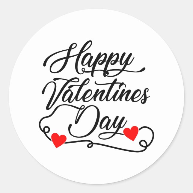 Pegatina Redonda Cute Happy Valentine's Day word art  (Anverso)