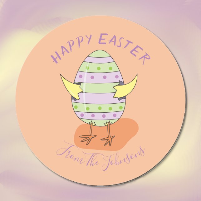 Pegatina Redonda Cute Hatching Easter Egg Sticker (Subido por el creador)