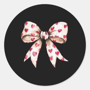Pegatina Redonda Cute Heart Love Coquette Bow Valentine Day Women