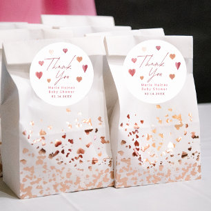 Pegatina Redonda Cute Hearts Girly Baby Shower Gracias