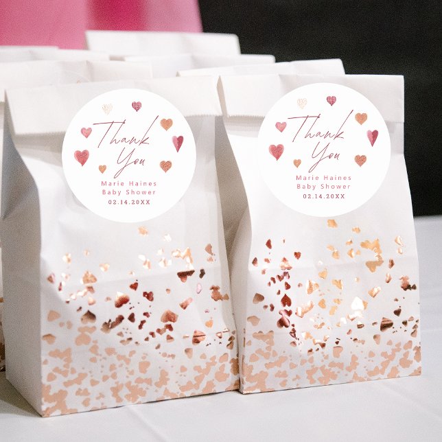 Pegatina Redonda Cute Hearts Girly Baby Shower Gracias (Subido por el creador)