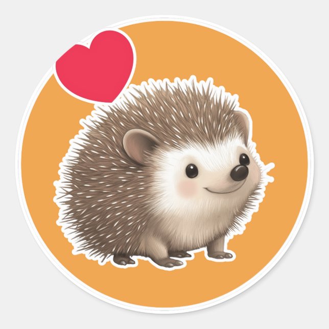 Pegatina Redonda Cute Hedgehog (Anverso)