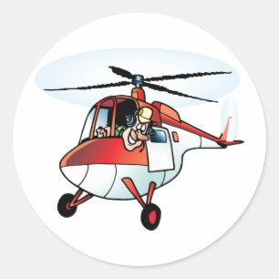 Pegatina Redonda Cute Helicopter