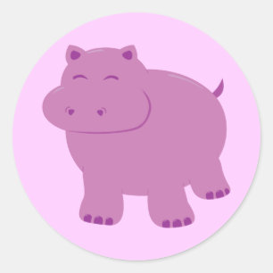 Pegatina Redonda Cute Hippo