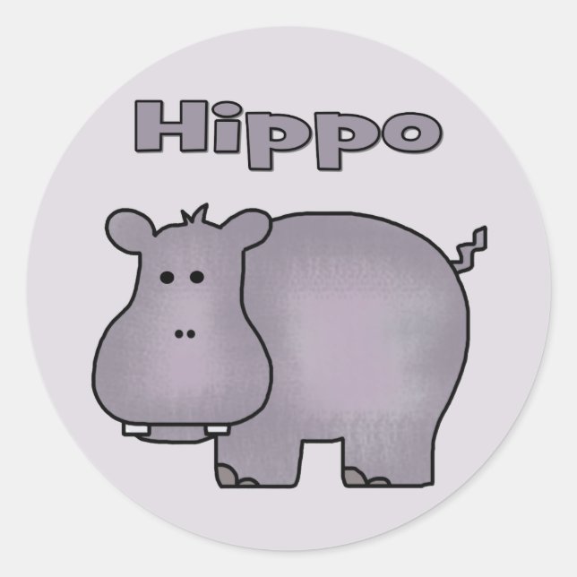 Pegatina Redonda Cute Hippo (Anverso)