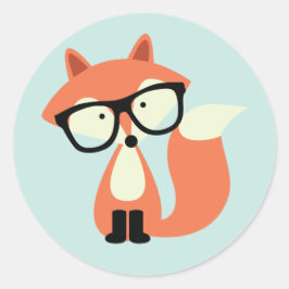 Pegatina Redonda Cute Hipster Red Fox