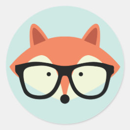 Pegatina Redonda Cute Hipster Red Fox